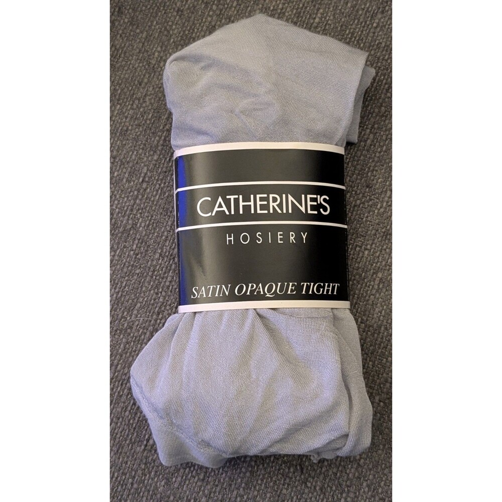 Vintage Catherine's Satin Opaque Tights 3X/4X Grey Plus Size Made USA NOS